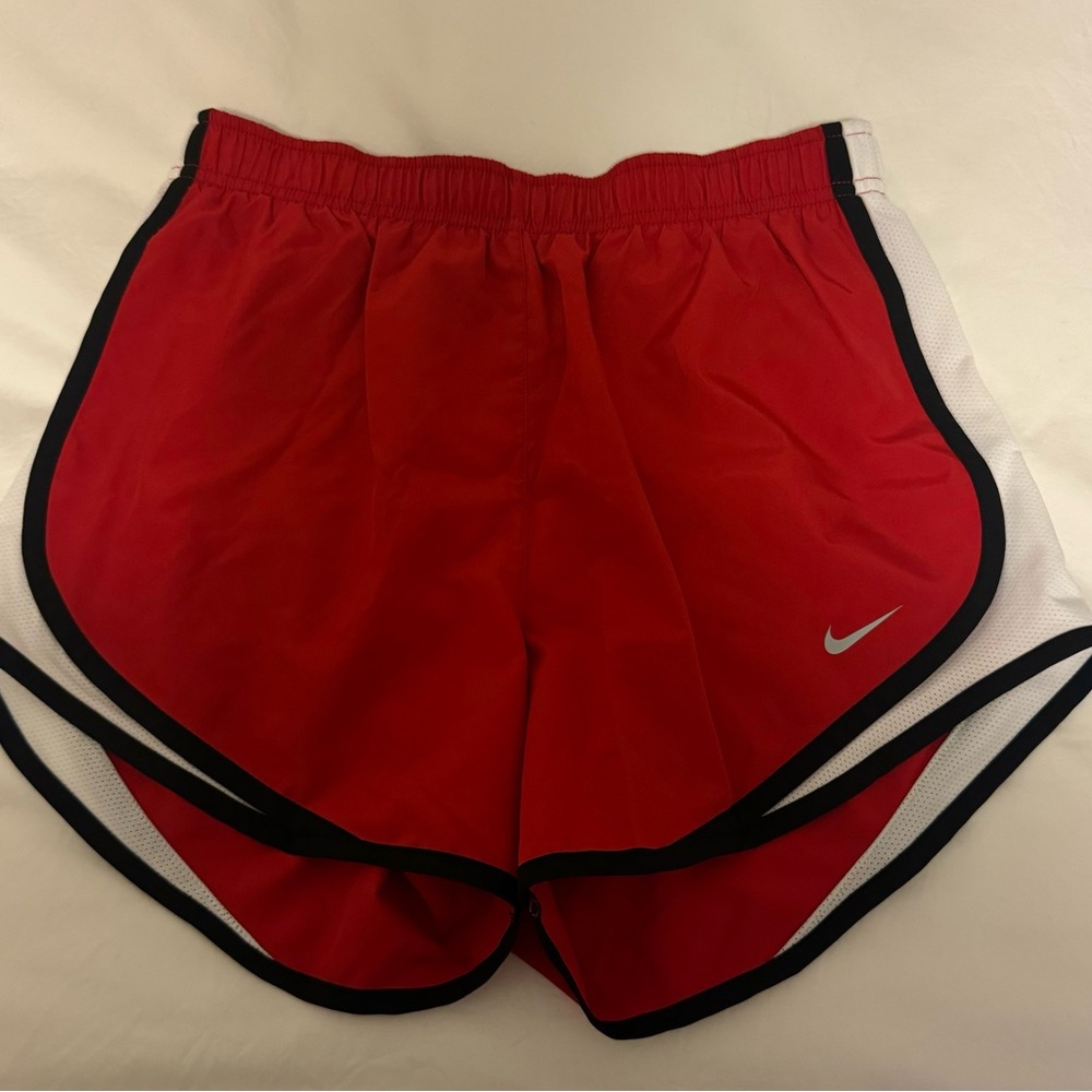 Nike Women's Red and White Athletic Shorts